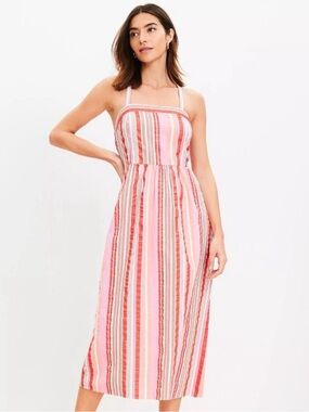 ✨LOFT Women’s Striped Cross Back Maxi Dress Size 10P